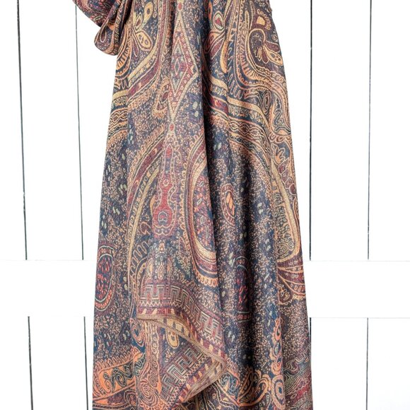 Hooded orange tribal pashmina kimono cover up - Picture 2 of 7